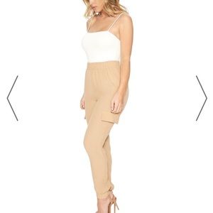 NWOT Naked Wardrobe Make U Jealous Beige Joggers